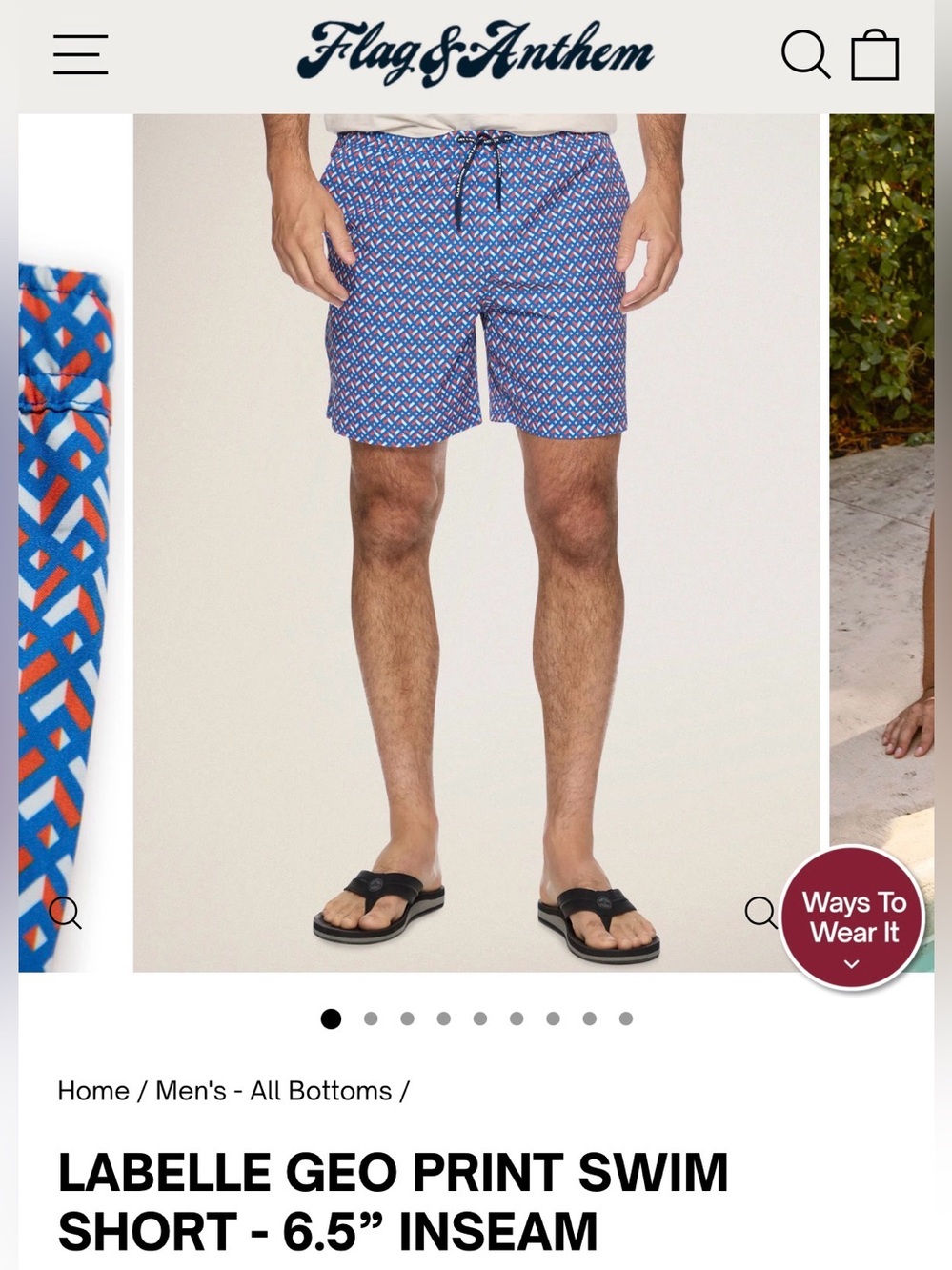 Flag & Anthem Men's Blue Labelle Geo Print Swim Shorts